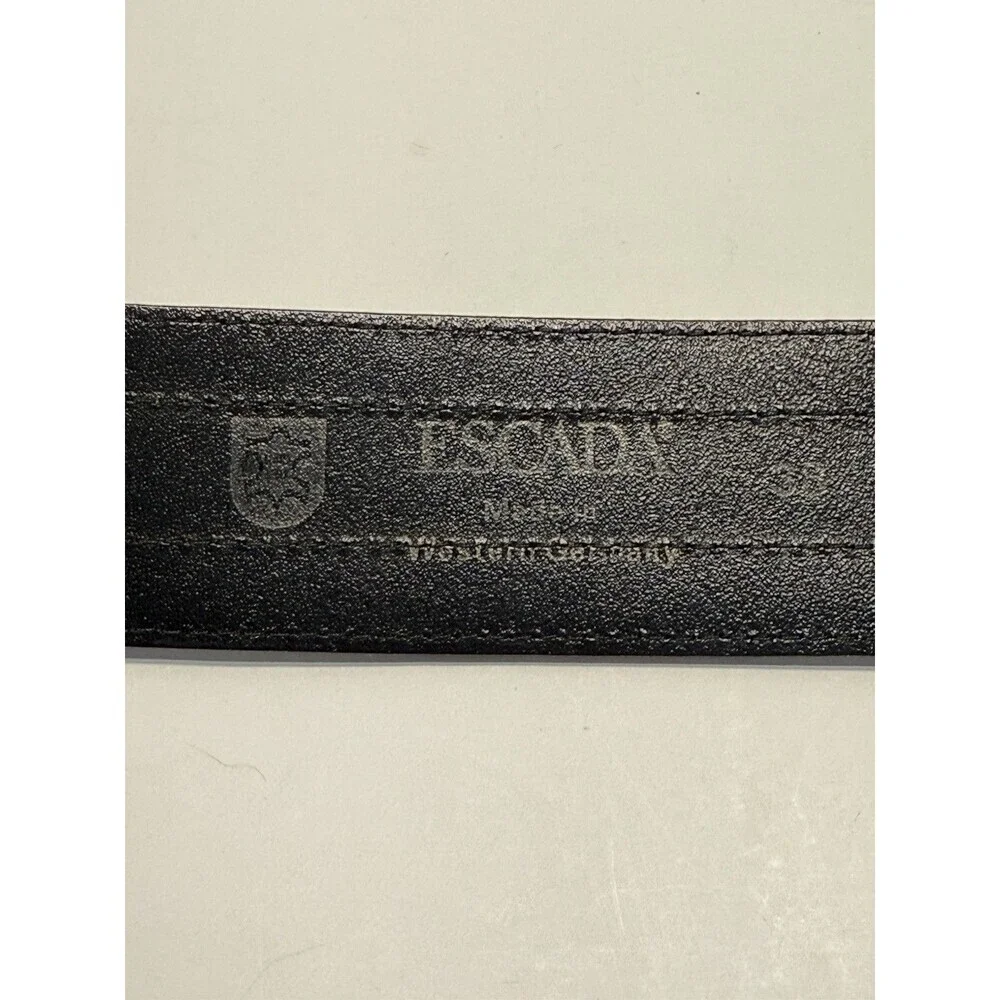 Escada Vintage Retro Leather Wide Belt Gold Brown Buckle Made in Germany 38 - Picture 9 of 14